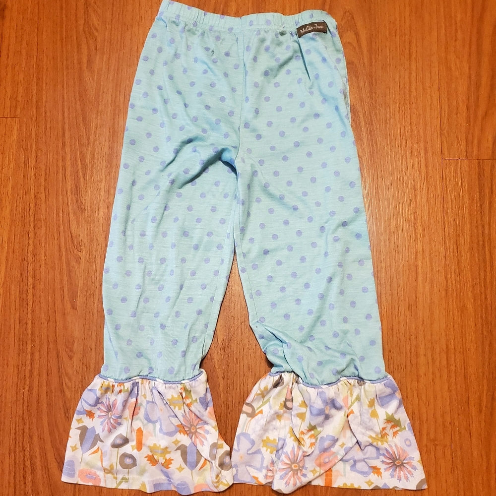 Matilda Jane Girl's PJ Polka Dot and Floral Ruffle Pants